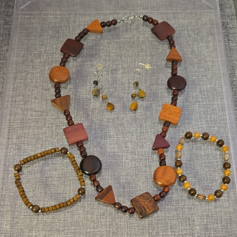 Wooden Beaded Jewelry Set